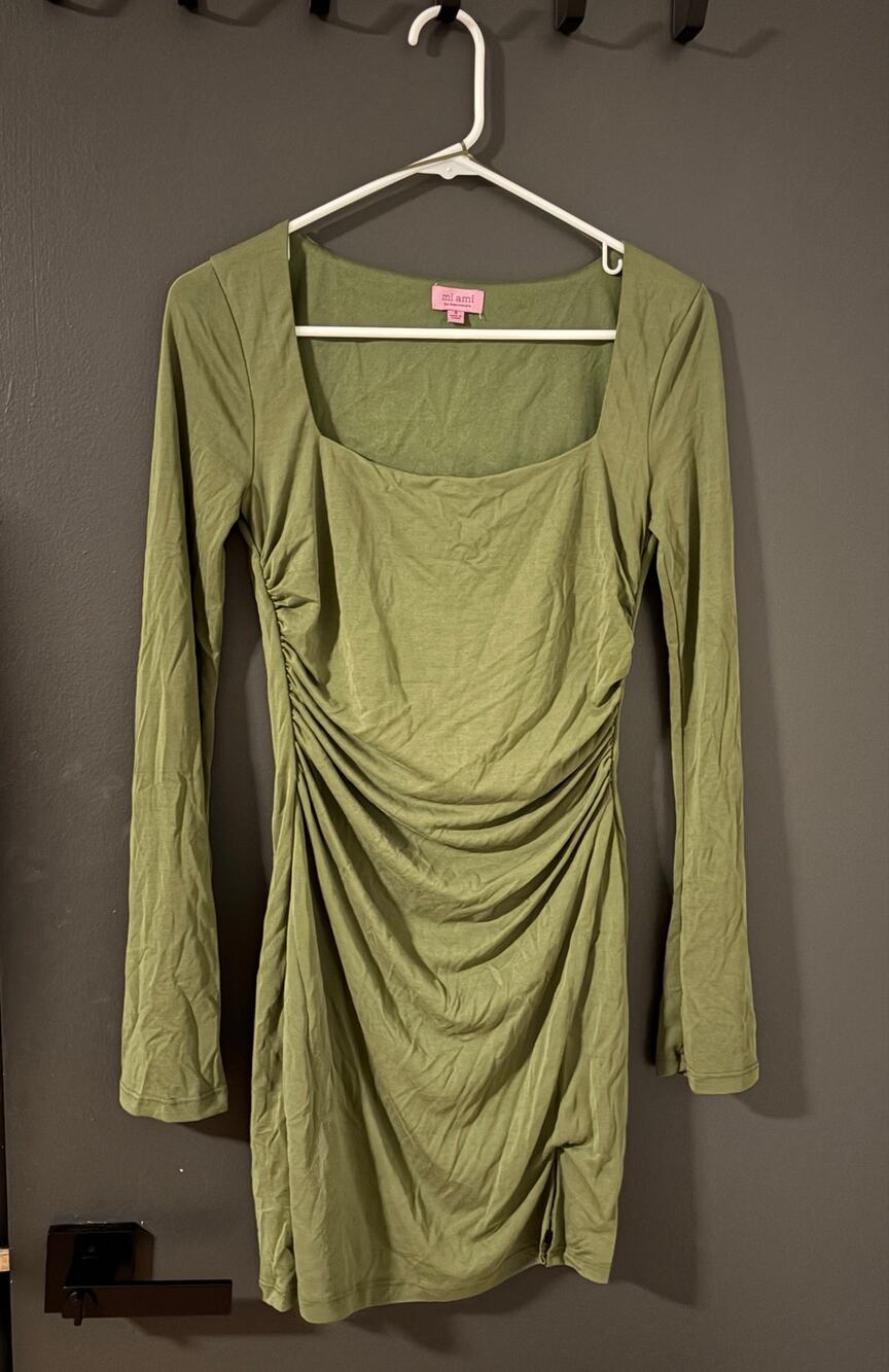 Francesca’s Green Body On Dress with Slit